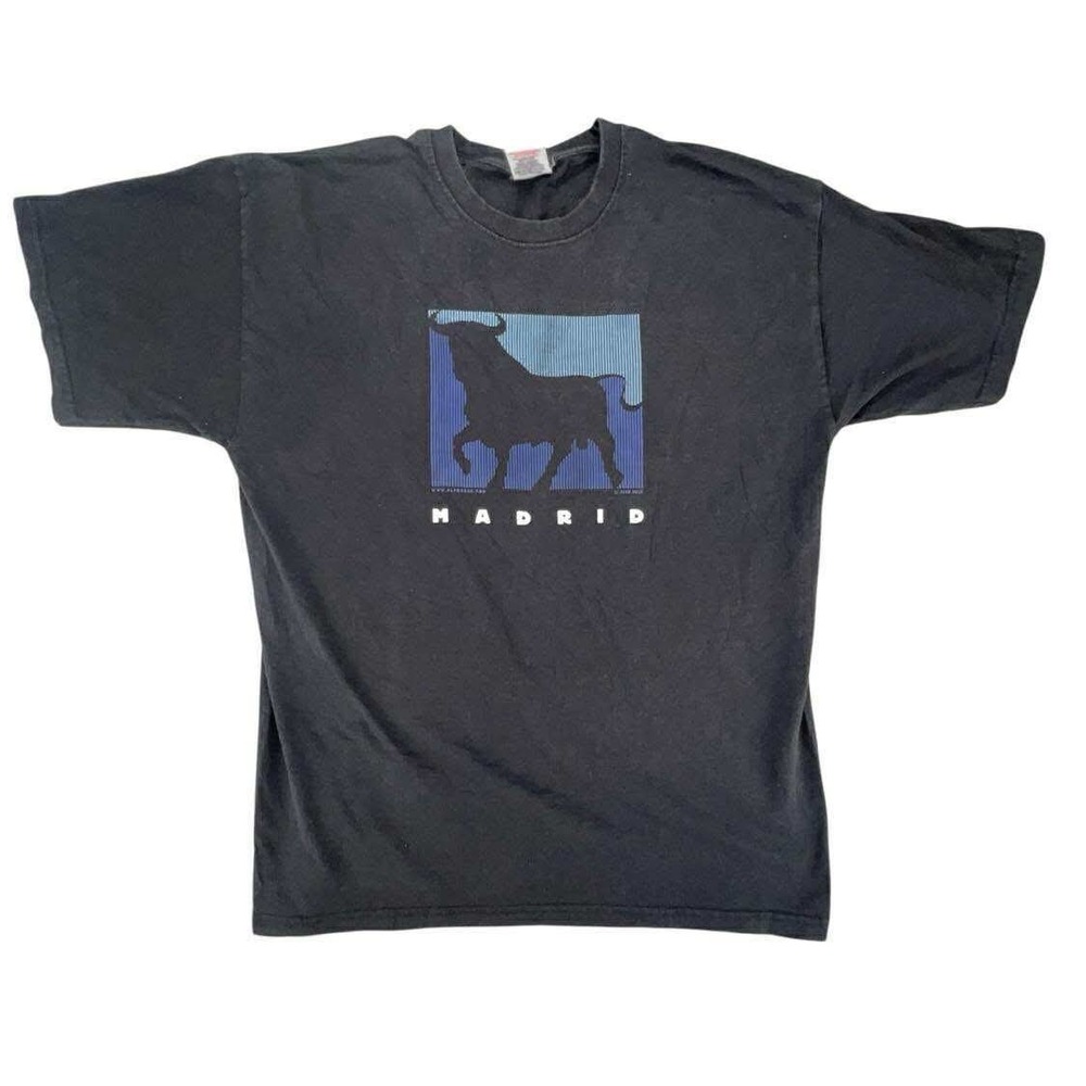 Madrid Spain Bull Graphic T Shirt Fruit of the Loom Mens Medium